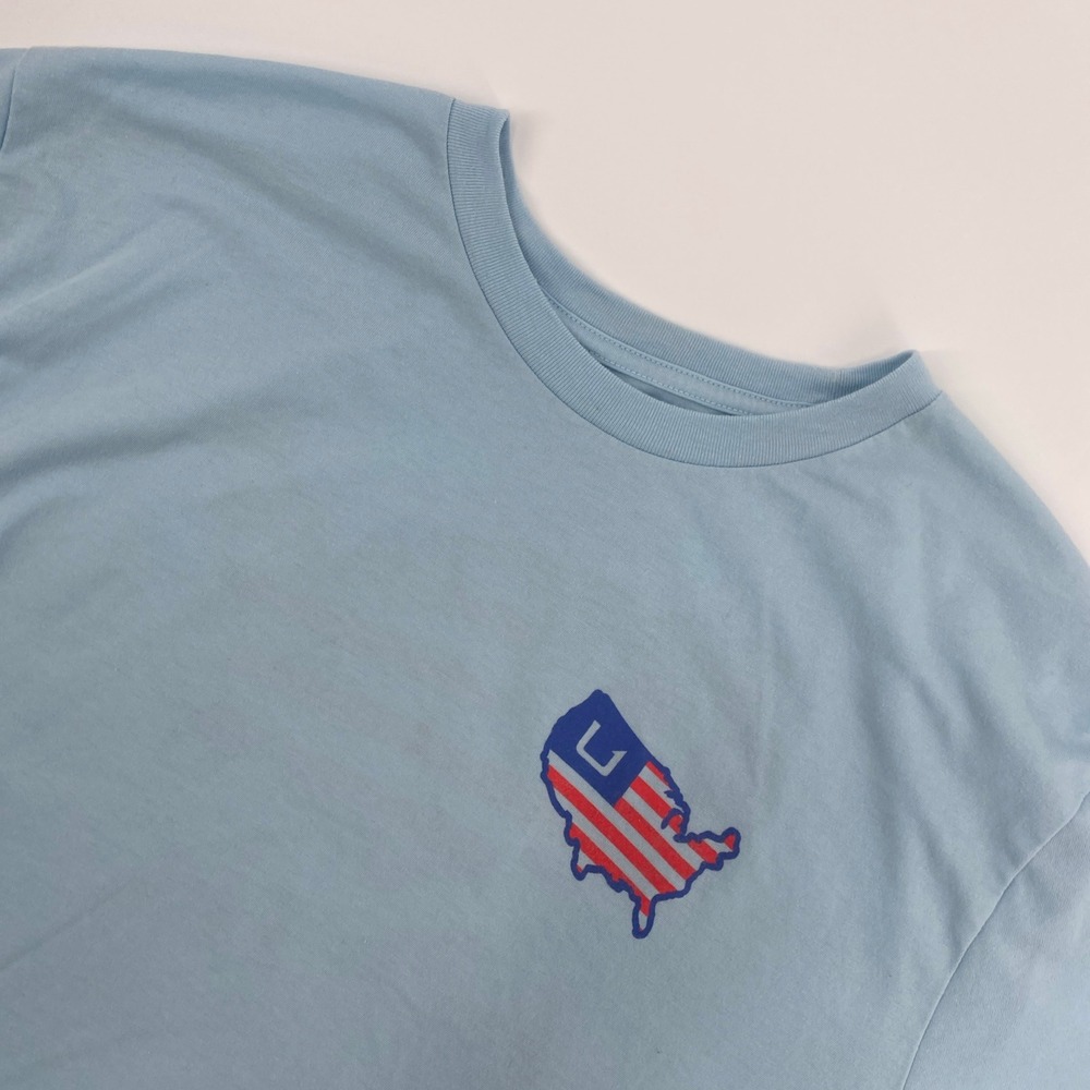 Huk Fishing T‎ Shirt Mens Extra Large Blue USA Map Flag Patriotic Nautical XL